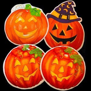 Vintage Set of (4) Lg Halloween Pumpkin Placemats